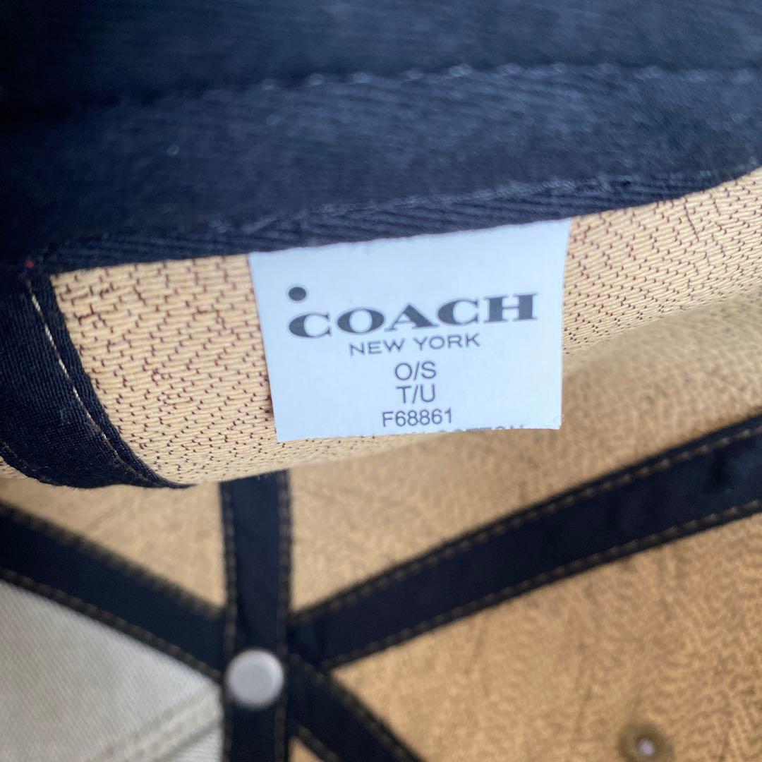 COACH ベージュ ブラック キャップ O/S