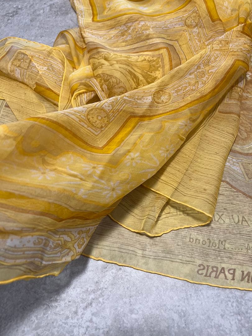 LOUIS VUITTON スカーフ ヴィトン イエローシルク ストール 透