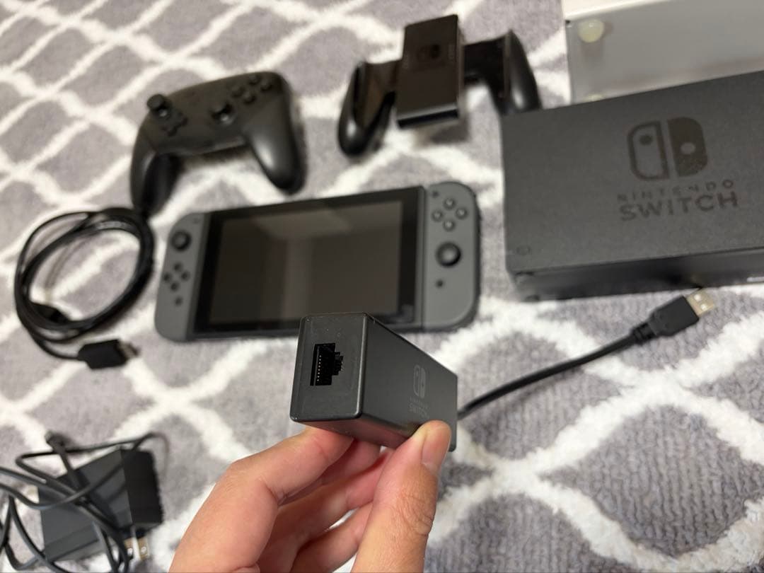 Nintendo Switch グレー LANアダプター、純正プロコン付き
