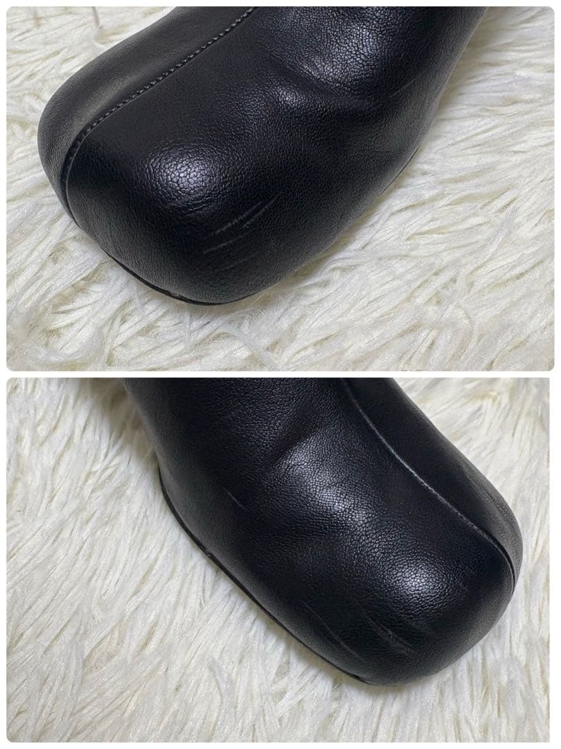 todayful Square Short Boots 37 ブーツ 黒　レザー