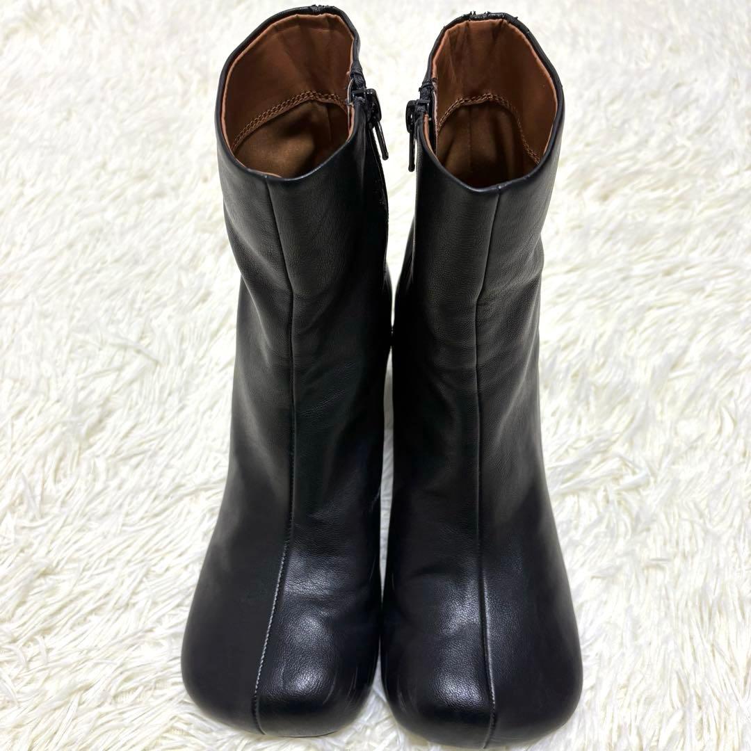 todayful Square Short Boots 37 ブーツ 黒　レザー