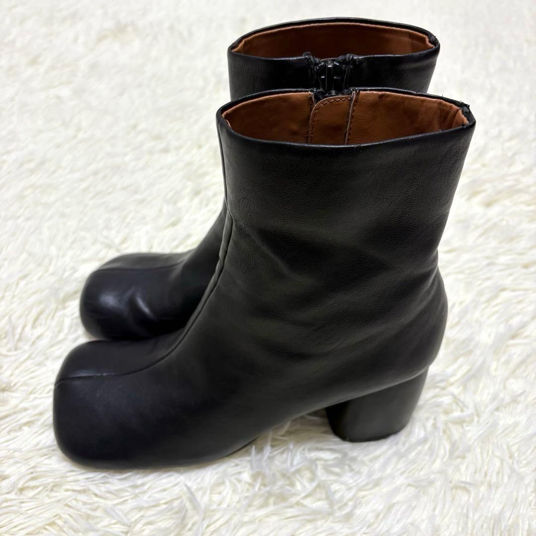 todayful Square Short Boots 37 ブーツ 黒　レザー