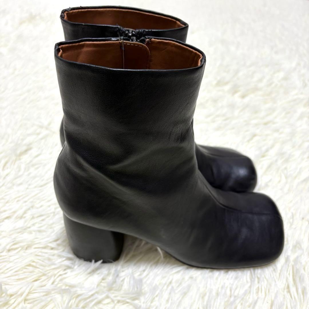 todayful Square Short Boots 37 ブーツ 黒　レザー