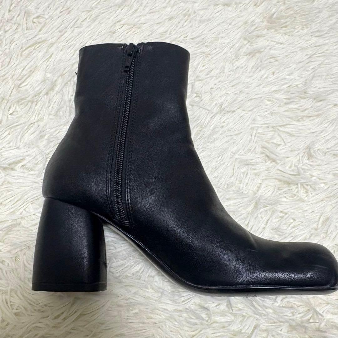 todayful Square Short Boots 37 ブーツ 黒　レザー