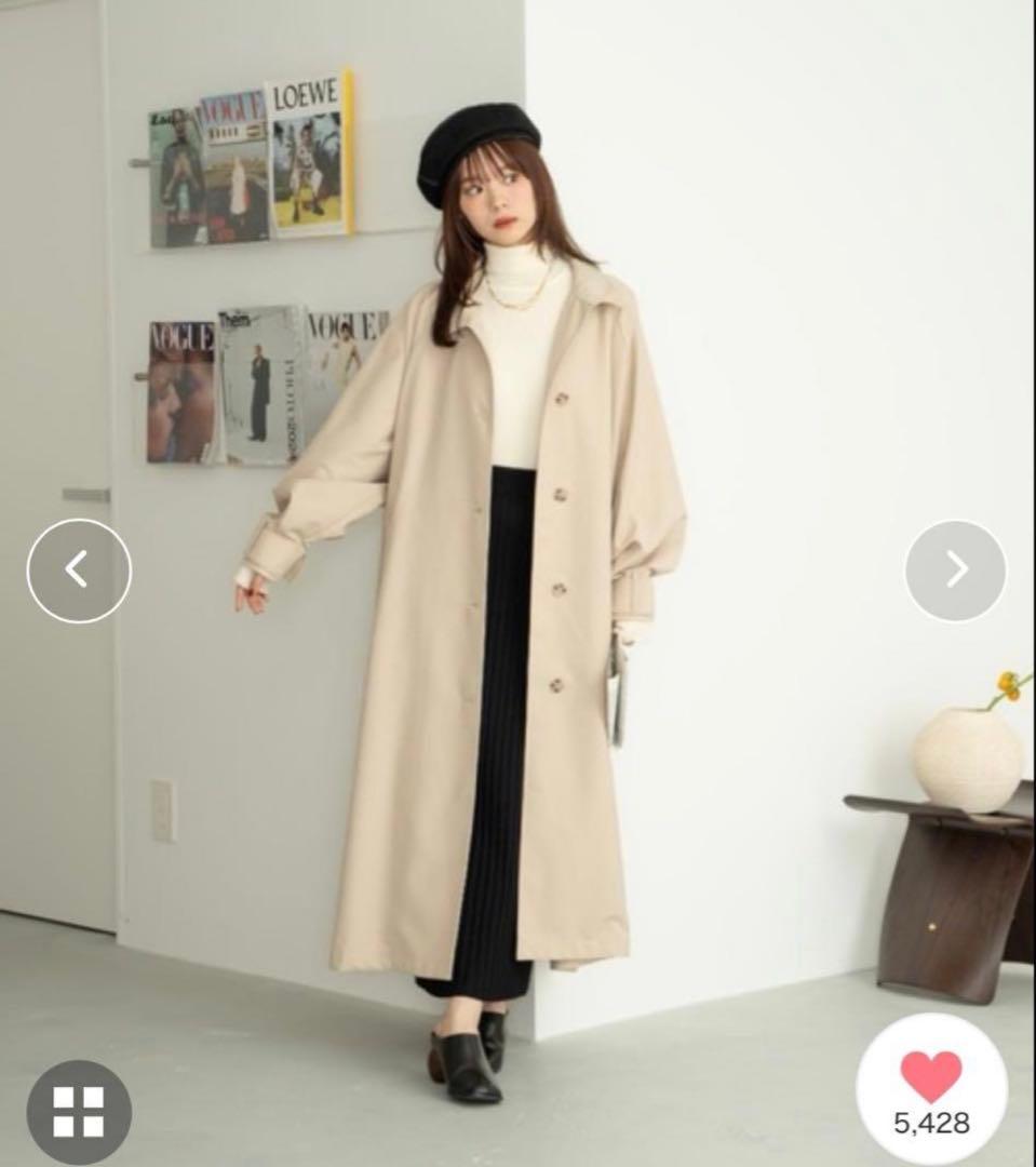 hinari スタンドカラーロングコートS アイボリー