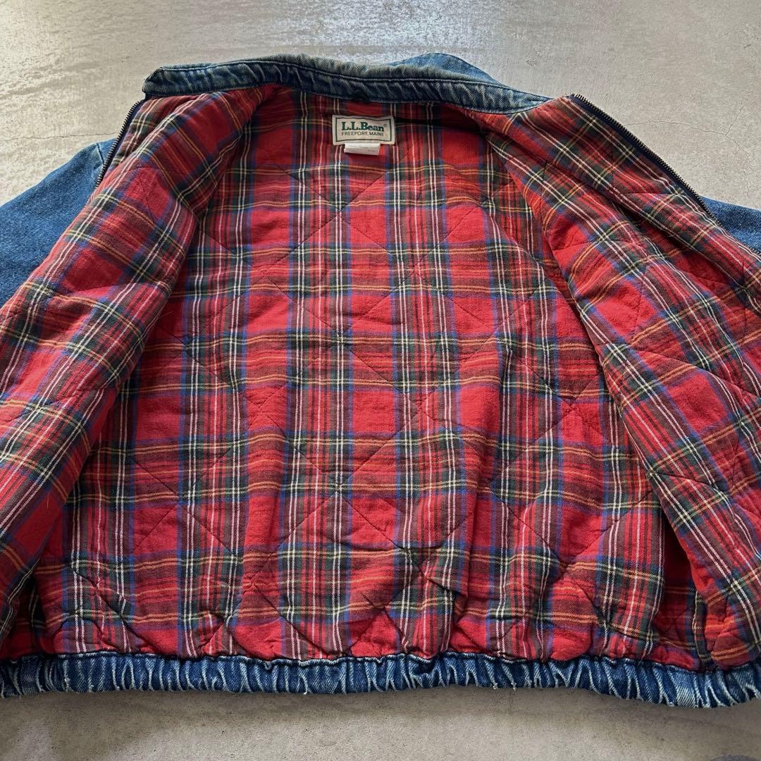 80s エルエルビーン USA製 デニムスイングトップ 鬼フェード 裏チェック
