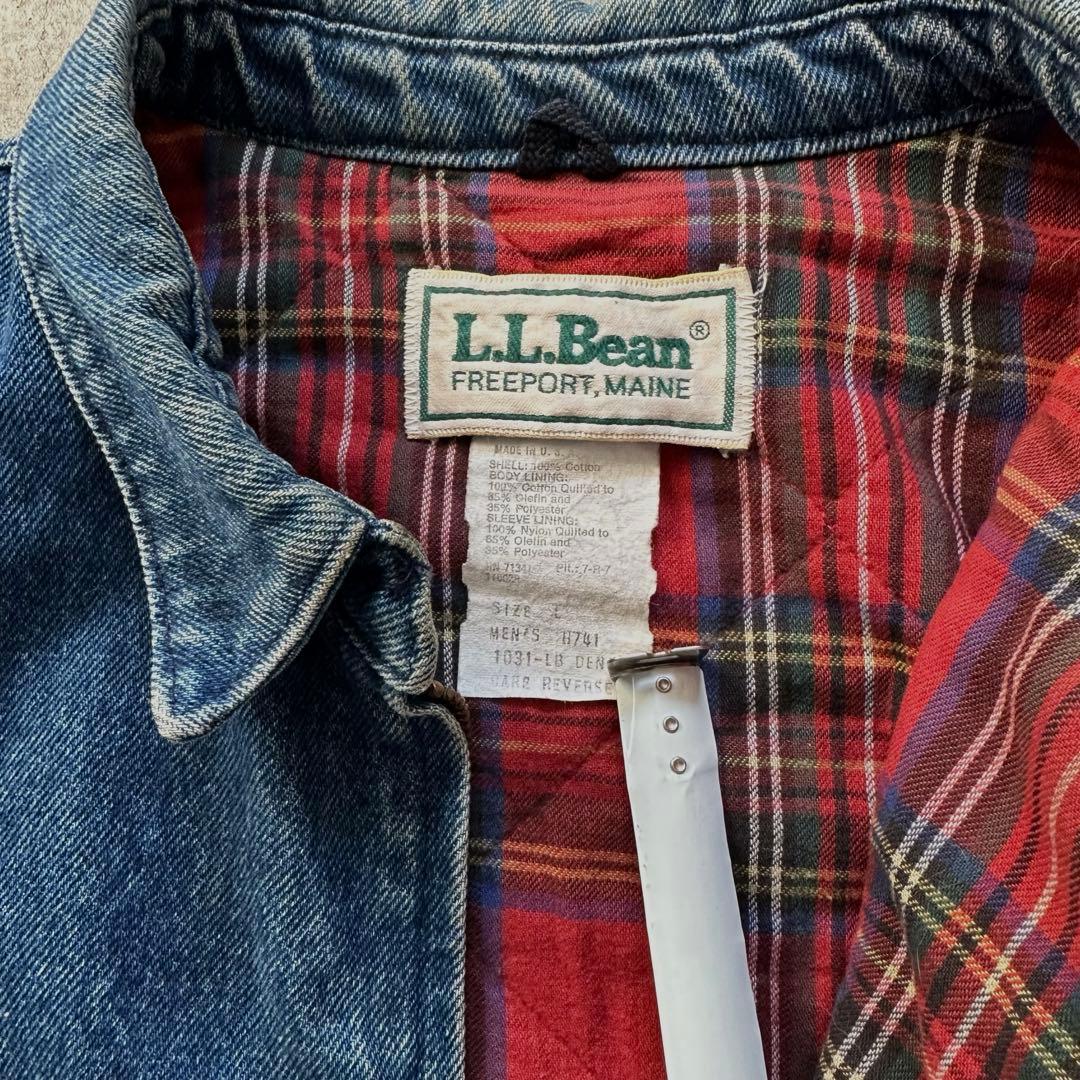 80s エルエルビーン USA製 デニムスイングトップ 鬼フェード 裏チェック