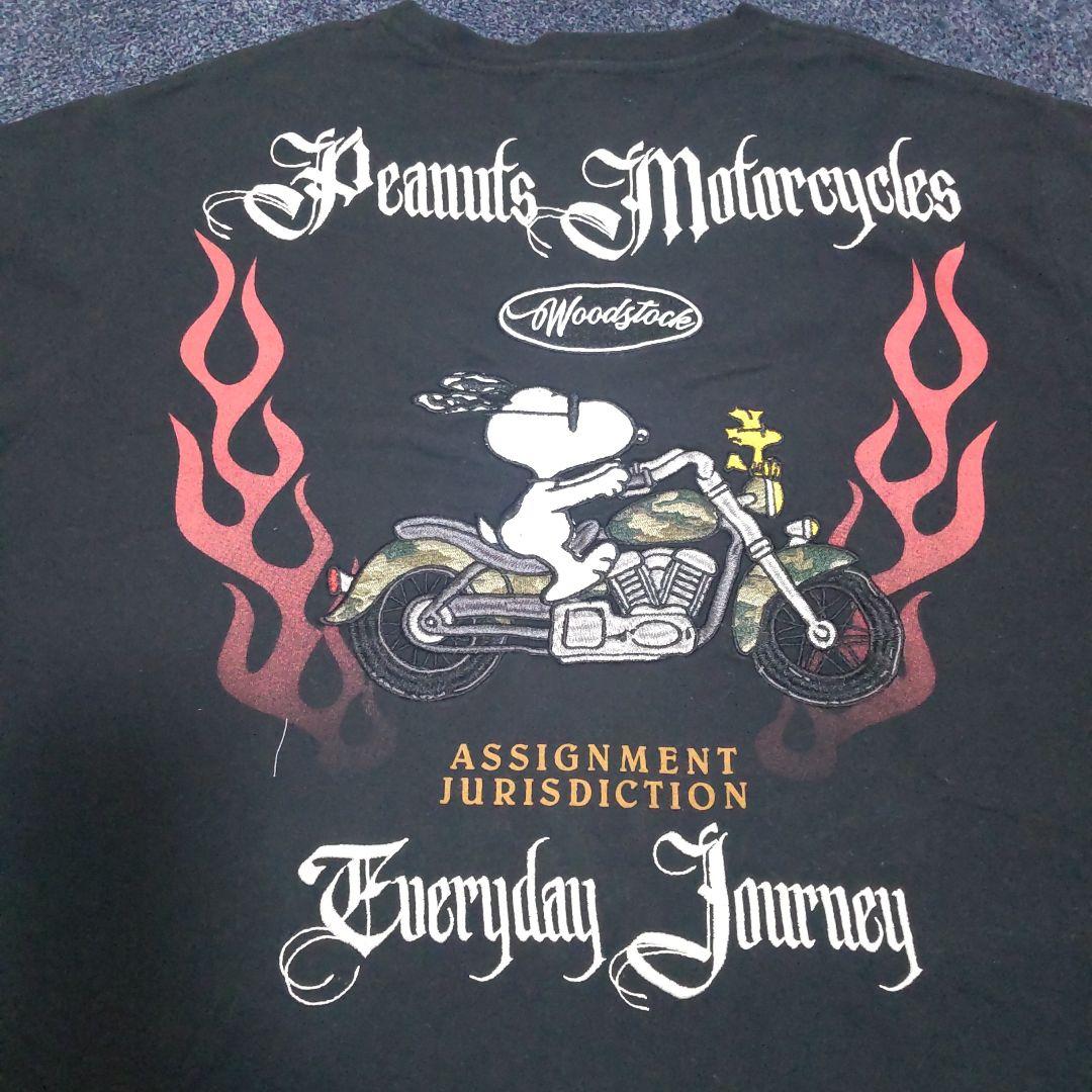 Vanson＆Peanuts Motorcycles Tシャツ ブラック