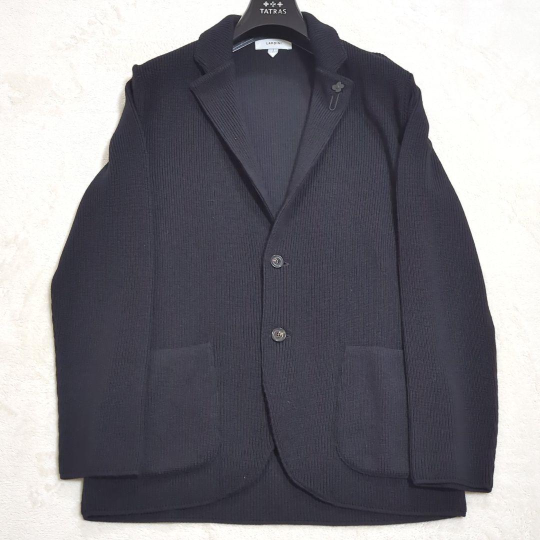LARDINI 現行 ブートニエール ニット テーラードジャケット ブラック