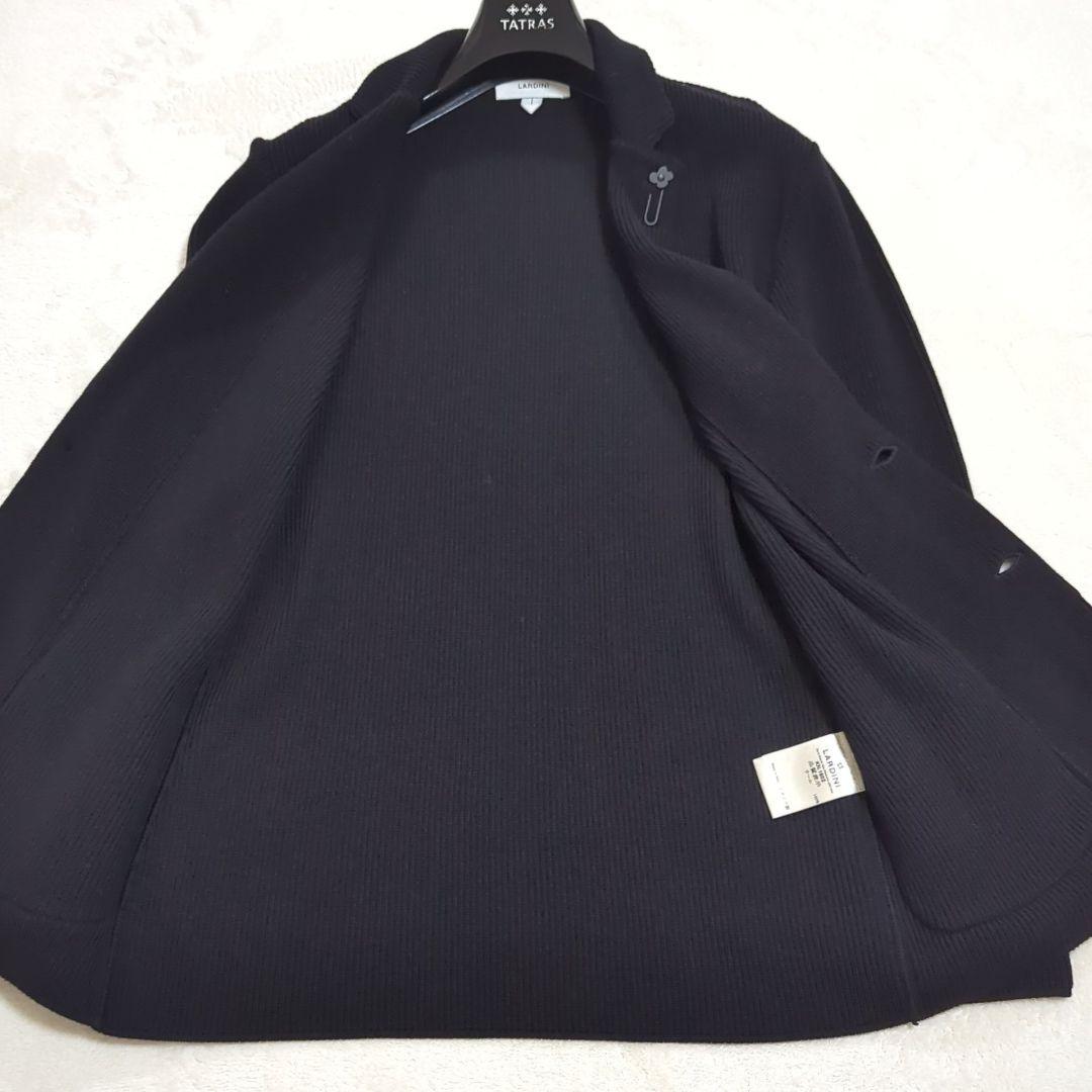 LARDINI 現行 ブートニエール ニット テーラードジャケット ブラック