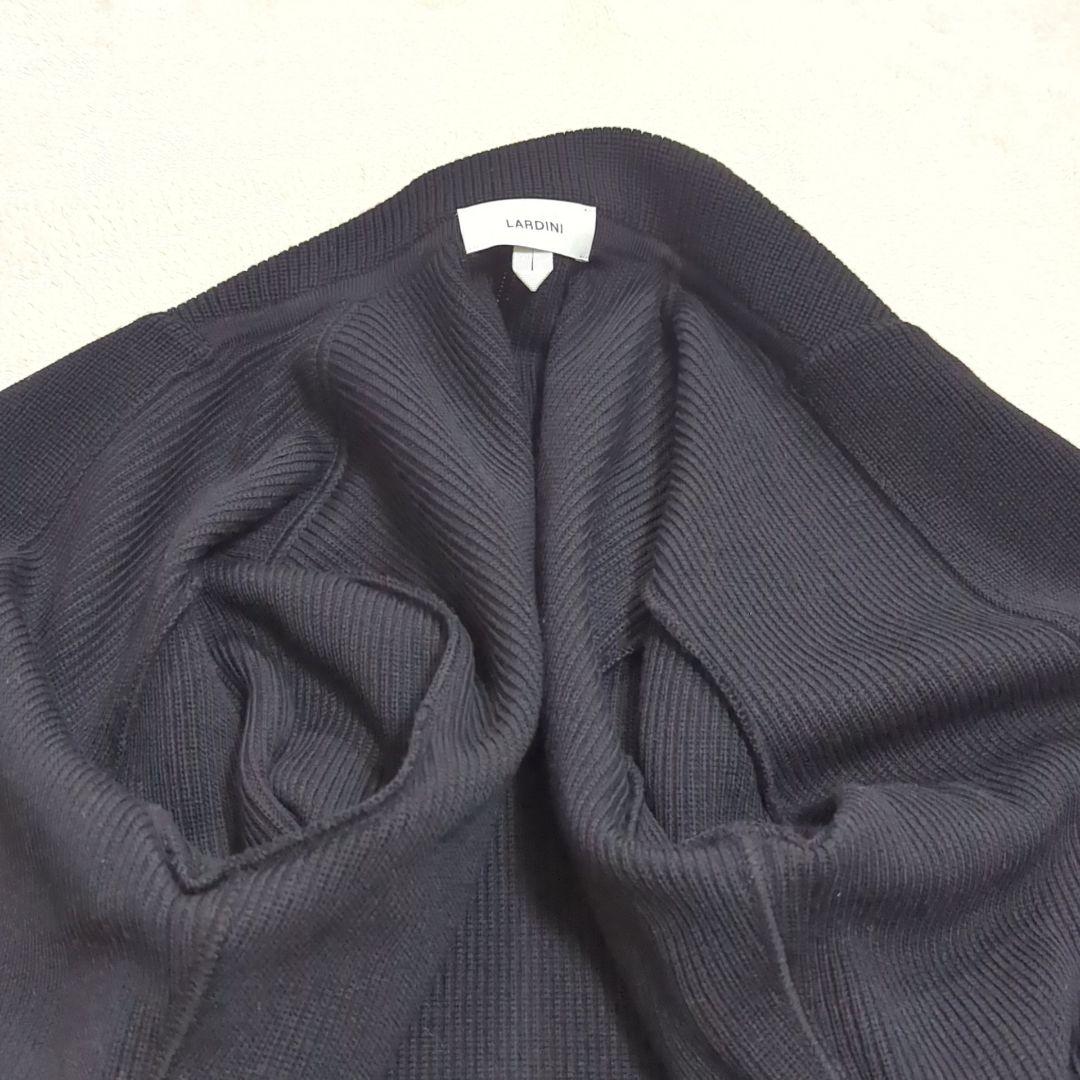 LARDINI 現行 ブートニエール ニット テーラードジャケット ブラック