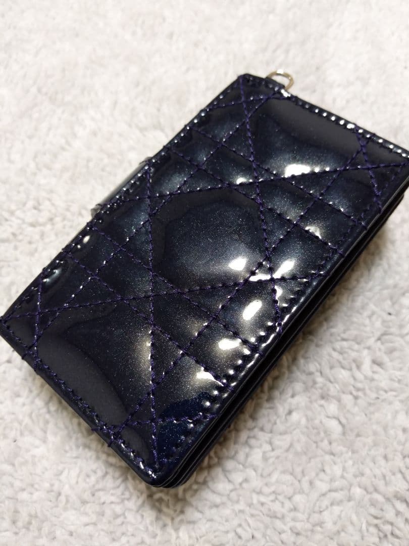 未使用＊Diorクリスチャンディオール　カナージュカードケース　エナメルネイビー