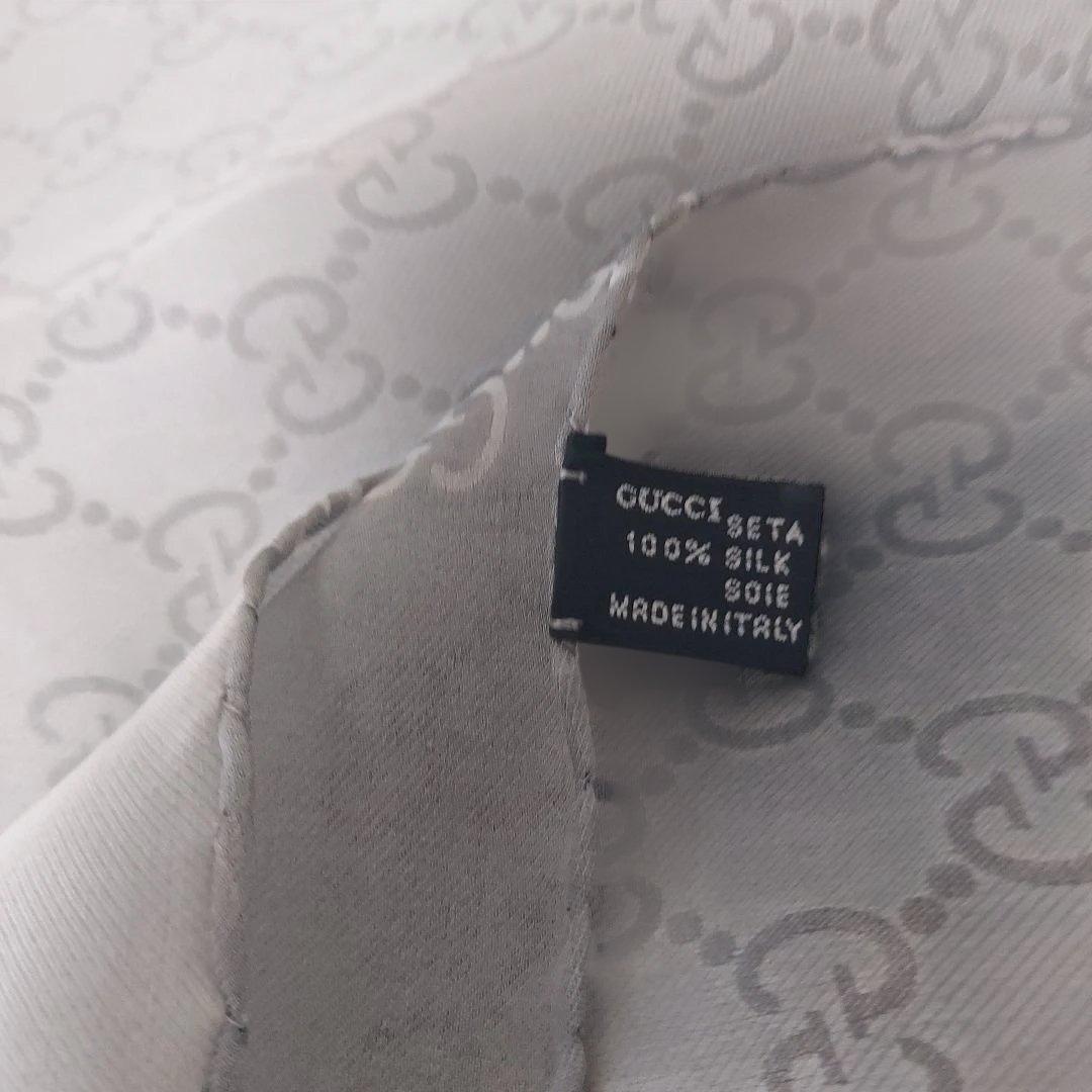 GUCCI シルク ストール グレー ロゴ出品セール 春、夏使用