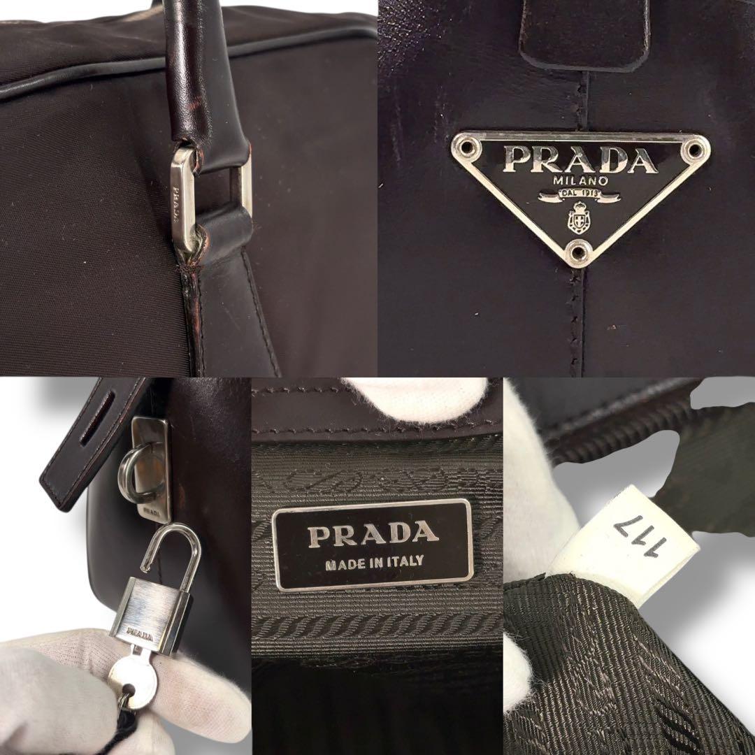 【美品】PRADA プラダ ボストンバッグ トート NERO　鍵　三角プレート