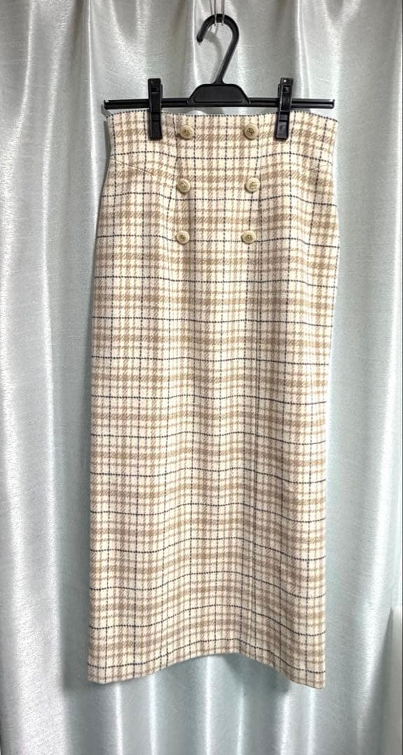 スカート Her lip to Over Check Wool-Blend Skirt