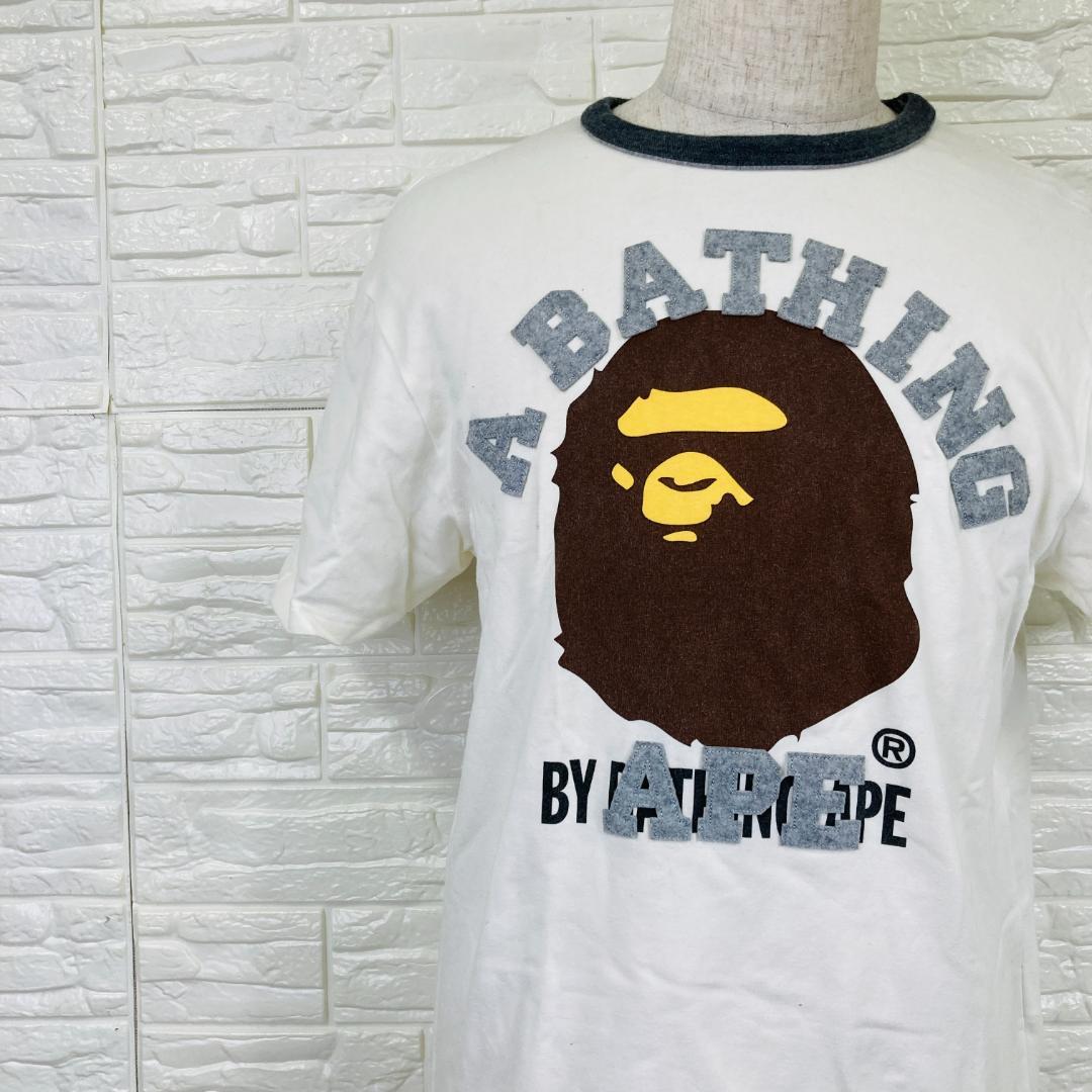 A BATHING APE Tシャツ デカロゴ ホワイト M アベイシングエイプ