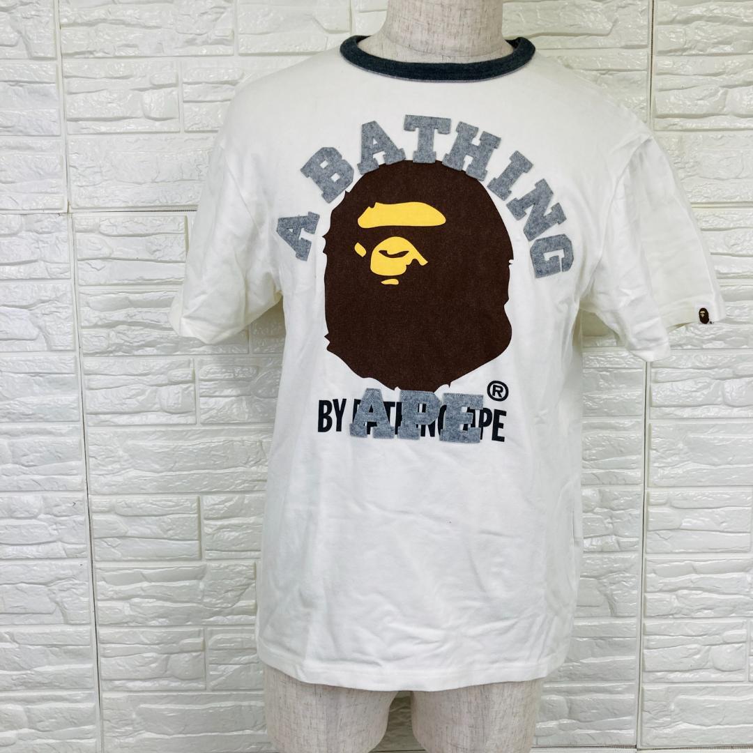 A BATHING APE Tシャツ デカロゴ ホワイト M アベイシングエイプ
