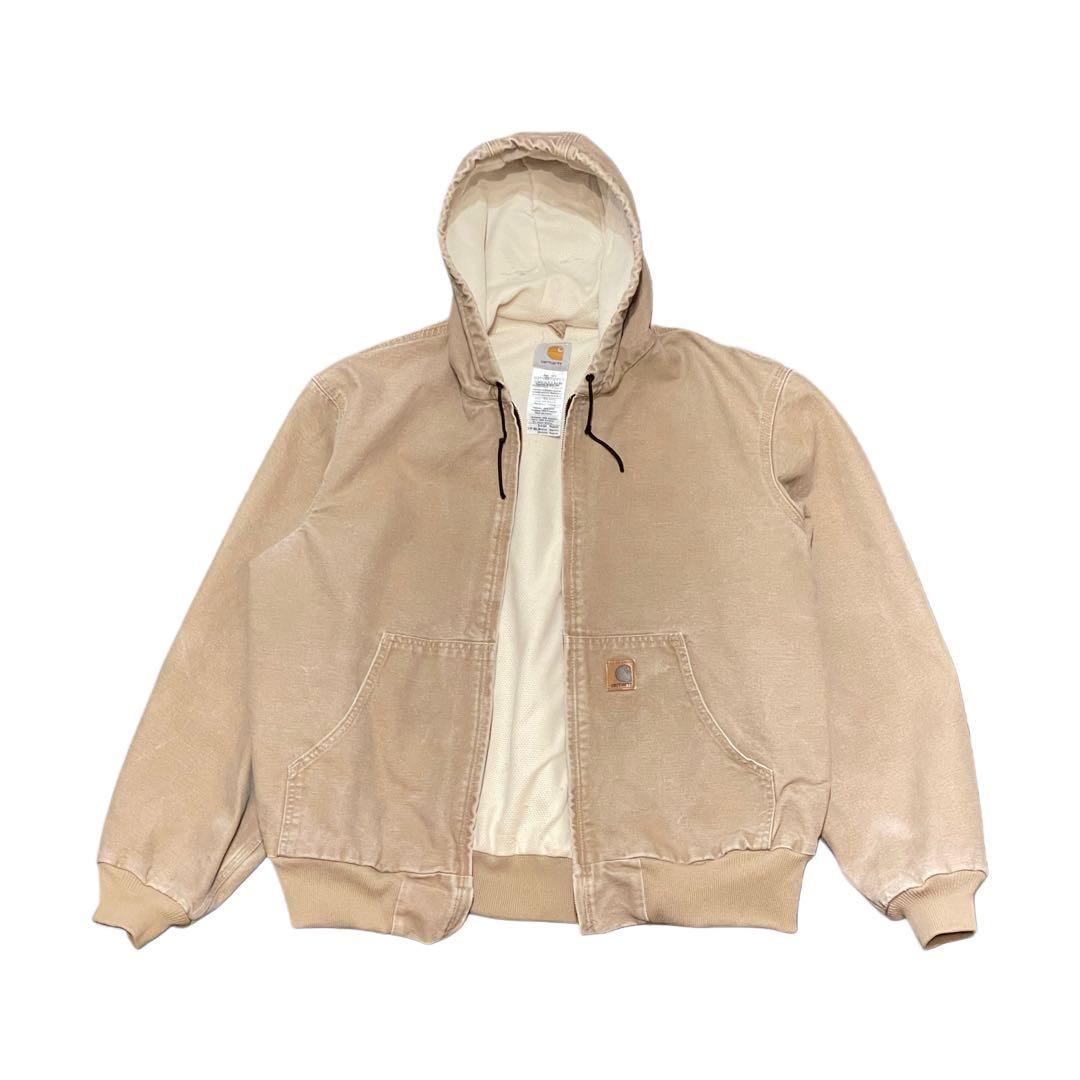 【L】Carhartt アクティブ ジャケット パーカー ベージュ 裏サーマル