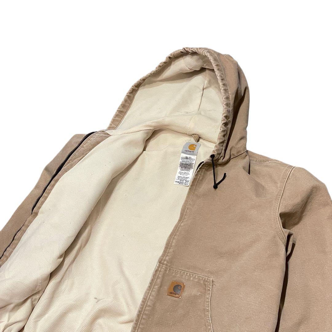 【L】Carhartt アクティブ ジャケット パーカー ベージュ 裏サーマル