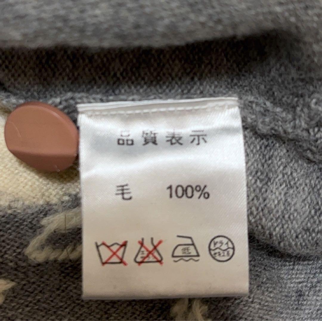 白鳥刺繍が可愛い 北欧風ウールカーディガン 状態良好