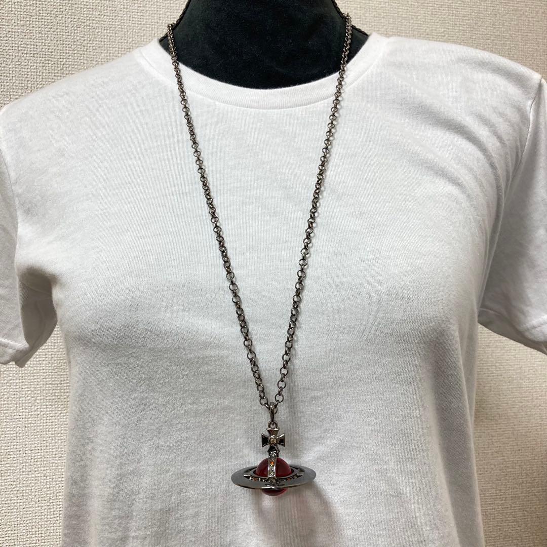 Vivienne Westwood⭐️スモールオーブネックレス/ガンメタ×レッド