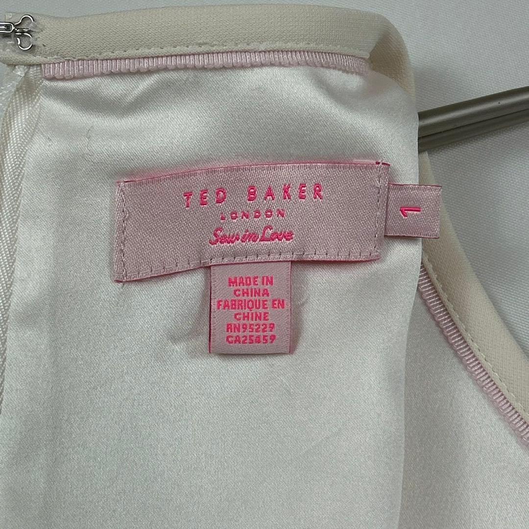 P253 美品 M テッドベイカー ひざ丈ワンピース アイボリー レディース