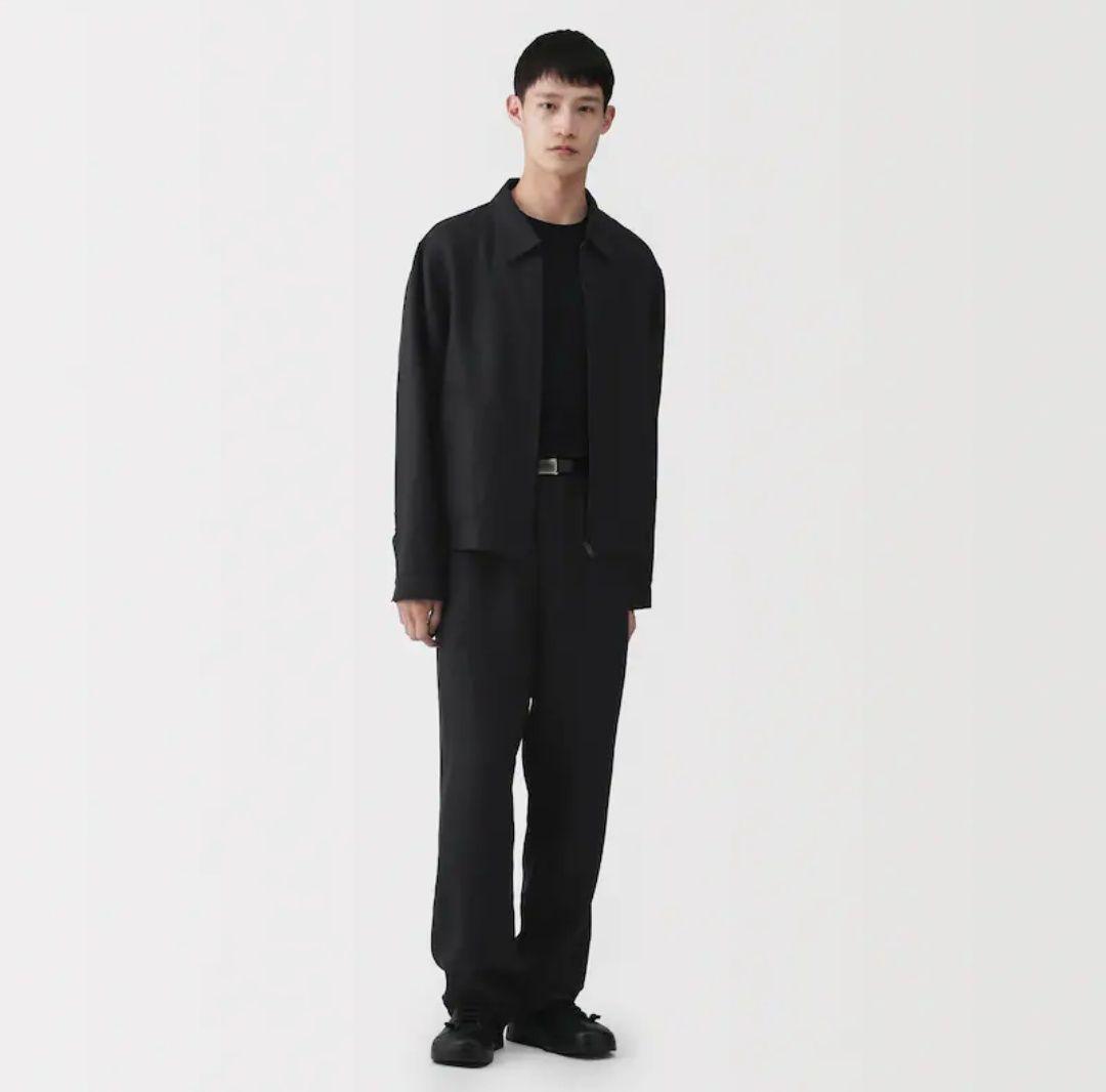 MUJI Labo リネンリヨセル ジップアップワークシャツ 黒 Mサイズ