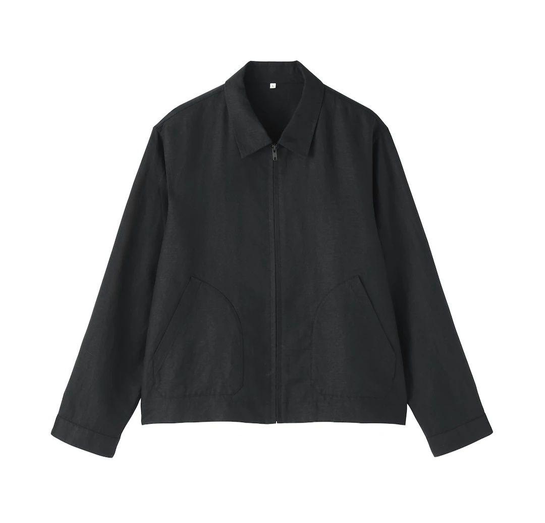 MUJI Labo リネンリヨセル ジップアップワークシャツ 黒 Mサイズ