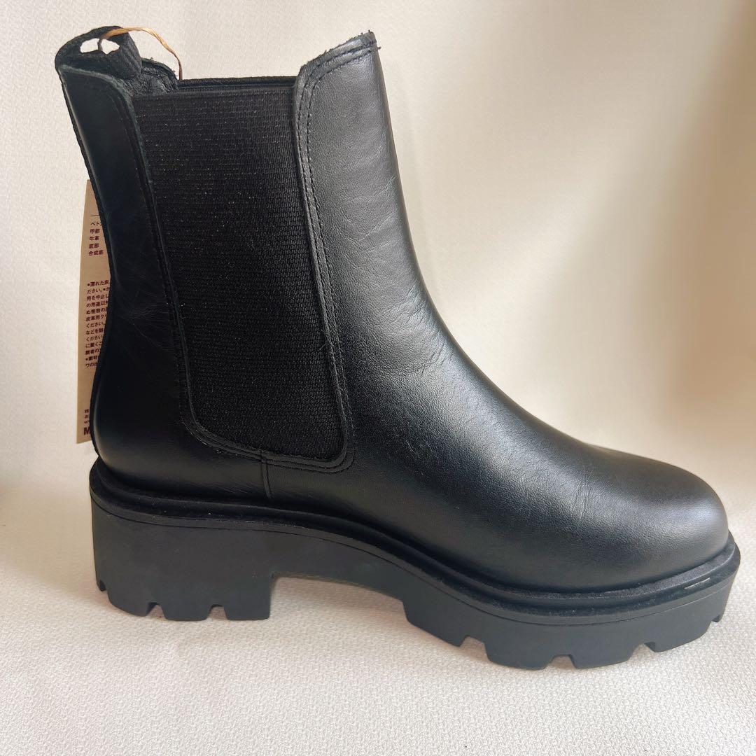 無印良品 レザーチェルシーブーツ Sサイズ(22.5〜23cm) ブラック