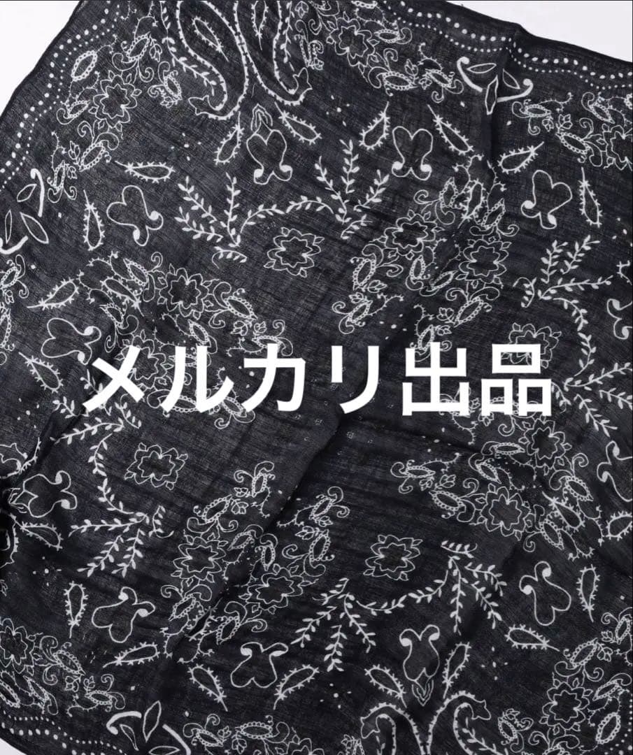 マニプリ完売品リネンストールカレイドバンダナ 120ネイビー新品タグ付き