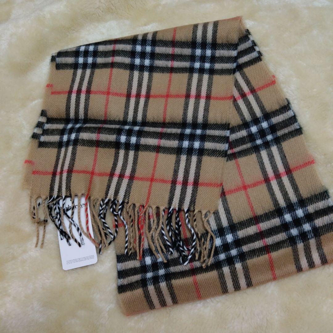 【新品未使用】BURBERRY (バーバリー)チェック柄 マフラーラムウール