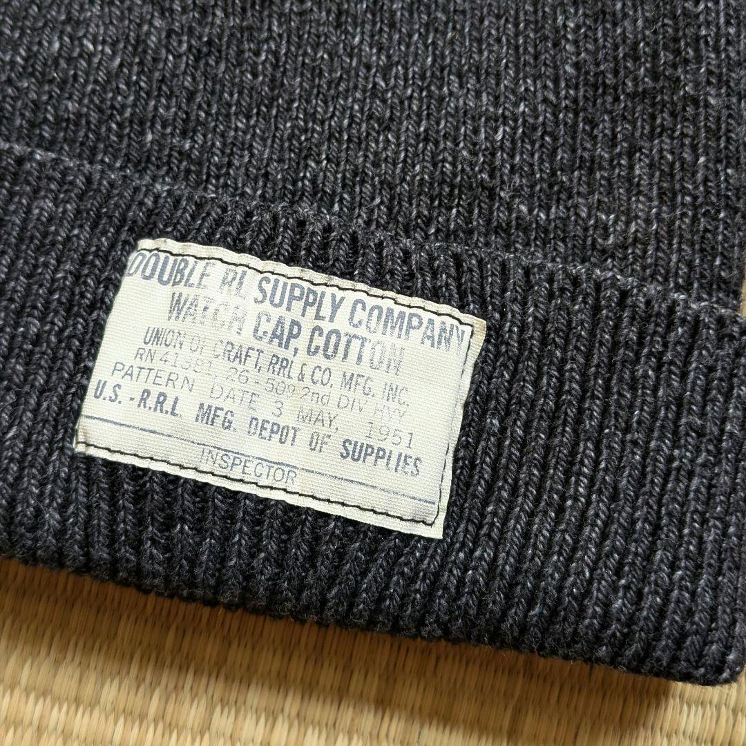 RRL コットンニット帽 ウォッチキャップ　ブラック