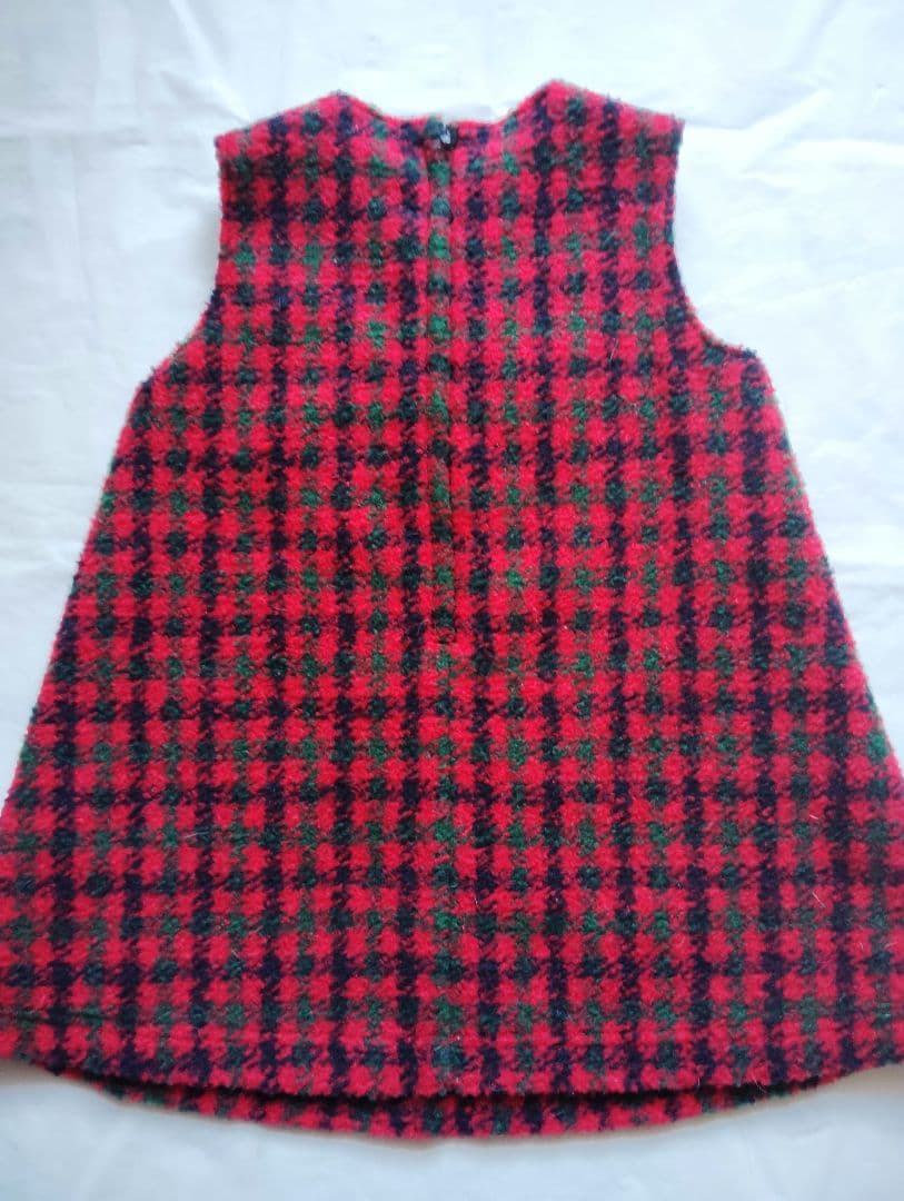 【美品】familiar ファミリア　赤・黒・チェック柄 ワンピース 80