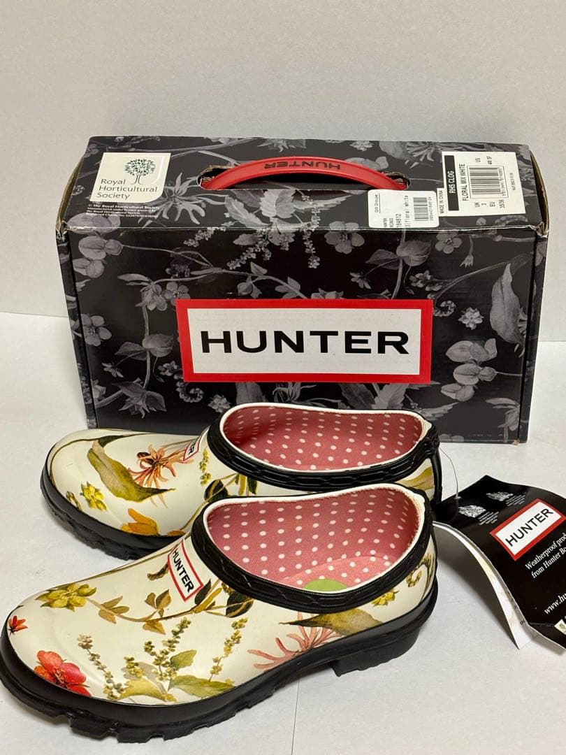 新品未使用　HUNTER ボタニカル柄　ラバー　ガーデンブーツ　23cm