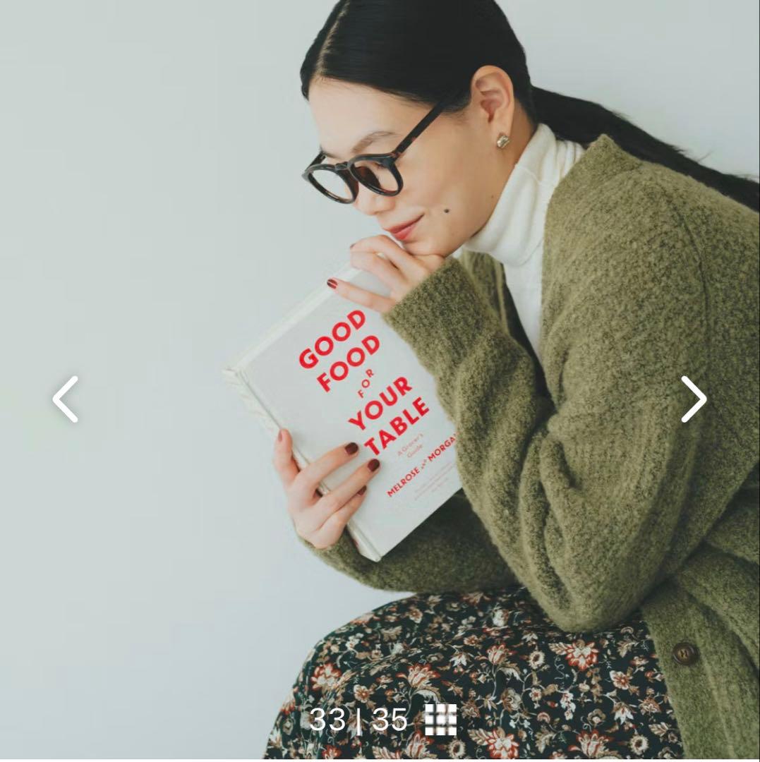 「やわらかに、品よく」アルパカ混のブークレカーディガン　カーキ