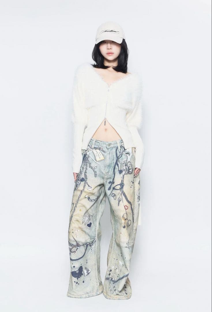 パンツ THEREDTHREAD S print denim1 toys