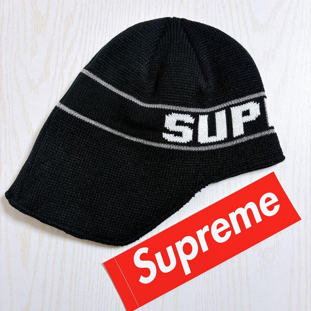 Supreme Earflap Beanie ニット帽　ビーニー　ブラック　黒