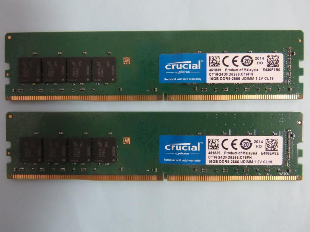 Crucial 32GBメモリ(16GB×2) DDR4-2666【動作確認済】