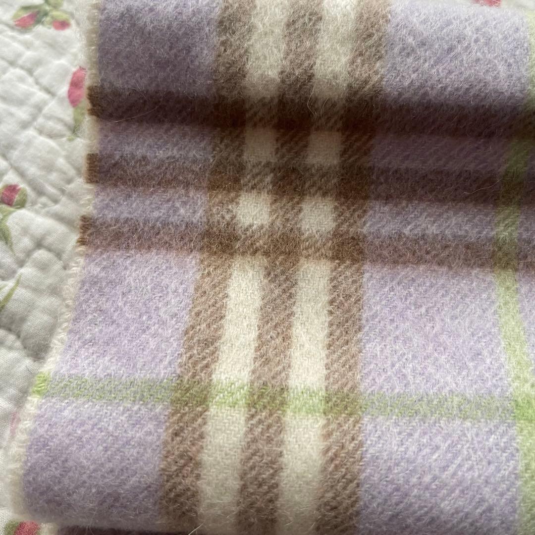 BURBERRY カシミヤ100% マフラー チェック柄　淡い紫ピンク
