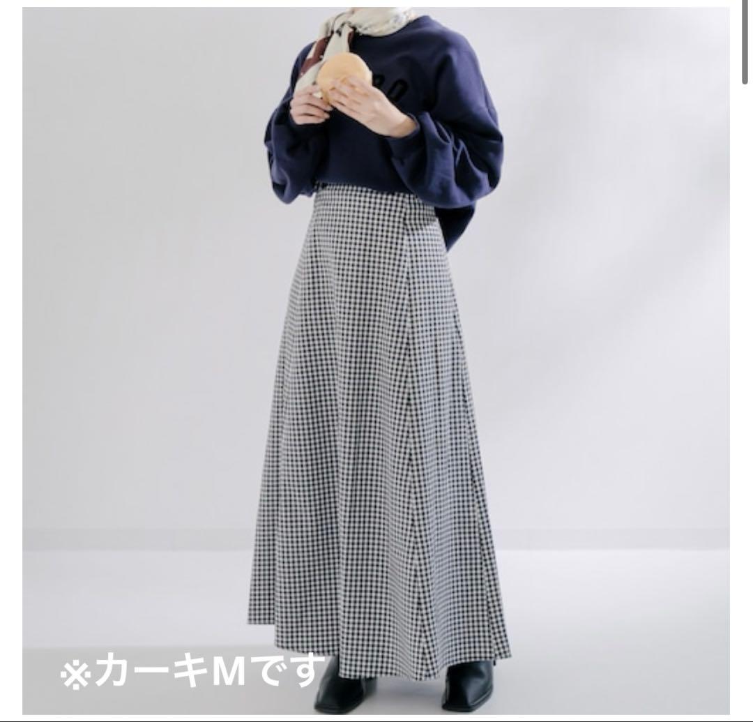 Unie はらちゃん　美シルエットセミフレアスカート　カーキM
