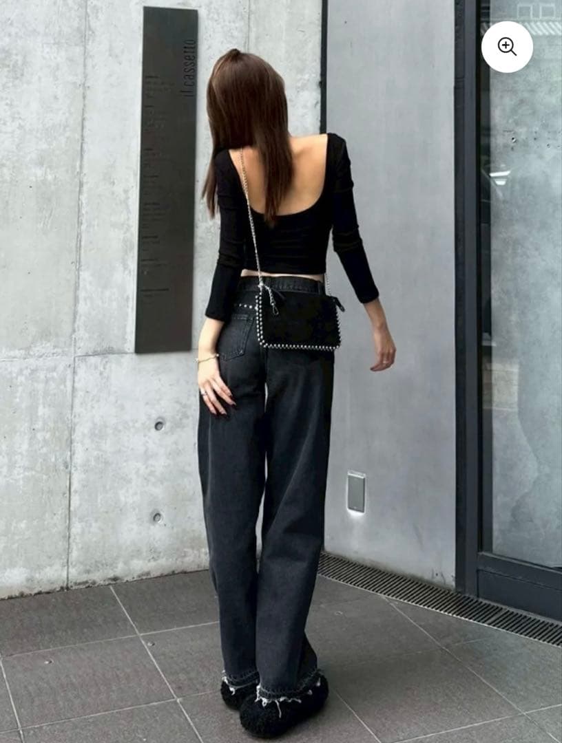 DIANTE RIVET DESIGN LOOSE DENIM ブラック