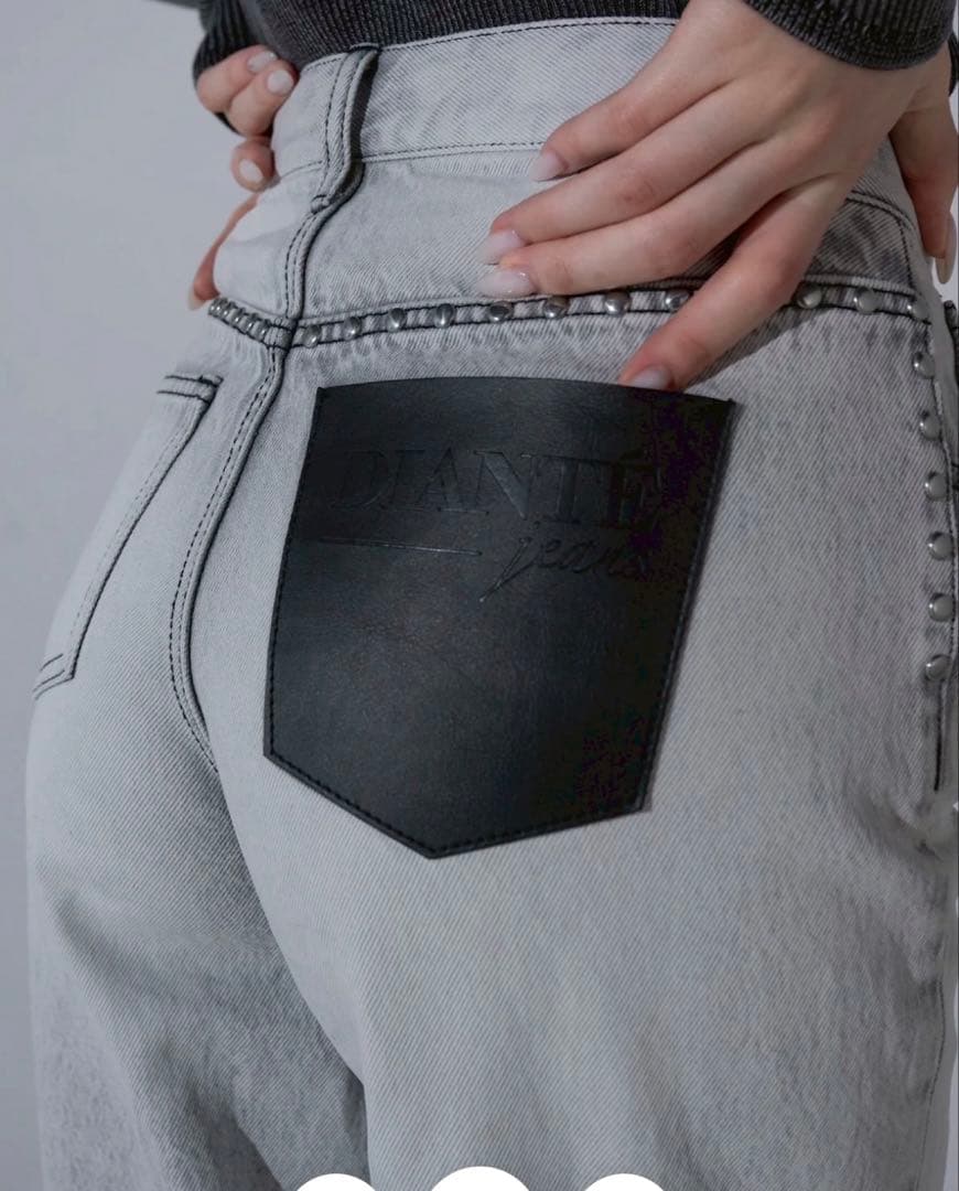 DIANTE RIVET DESIGN LOOSE DENIM ブラック