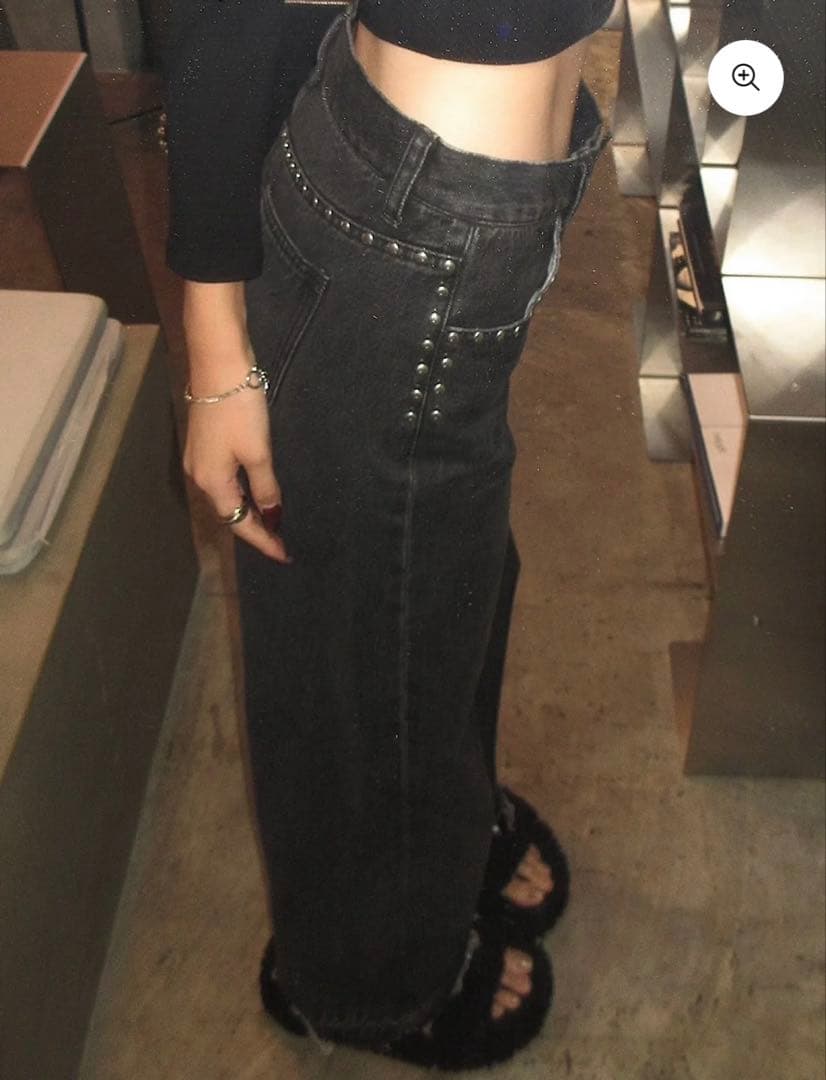 DIANTE RIVET DESIGN LOOSE DENIM ブラック