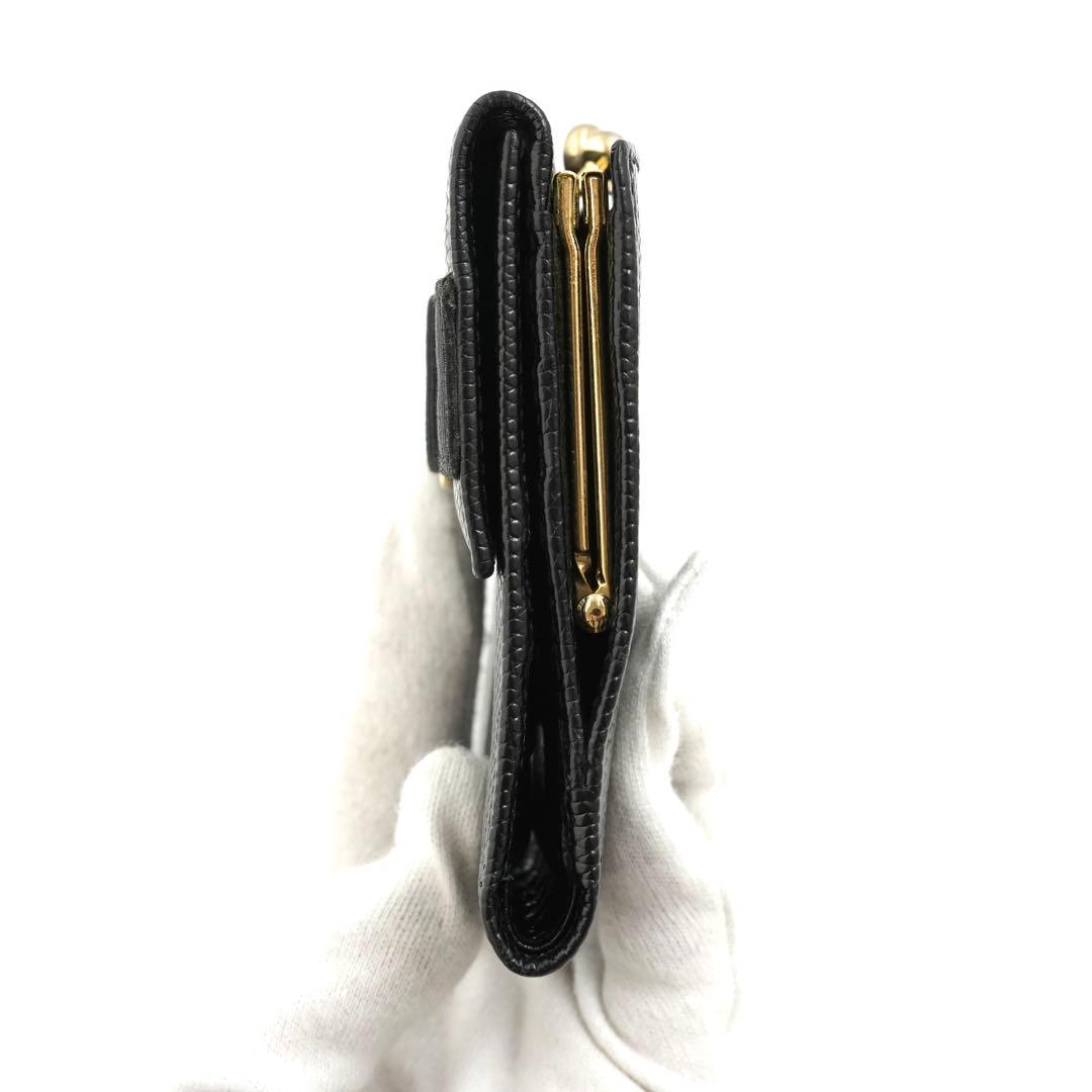 ✨未使用に近い✨　Ferragamo ミニ財布　ヴァラリボン　リザード　ブラック