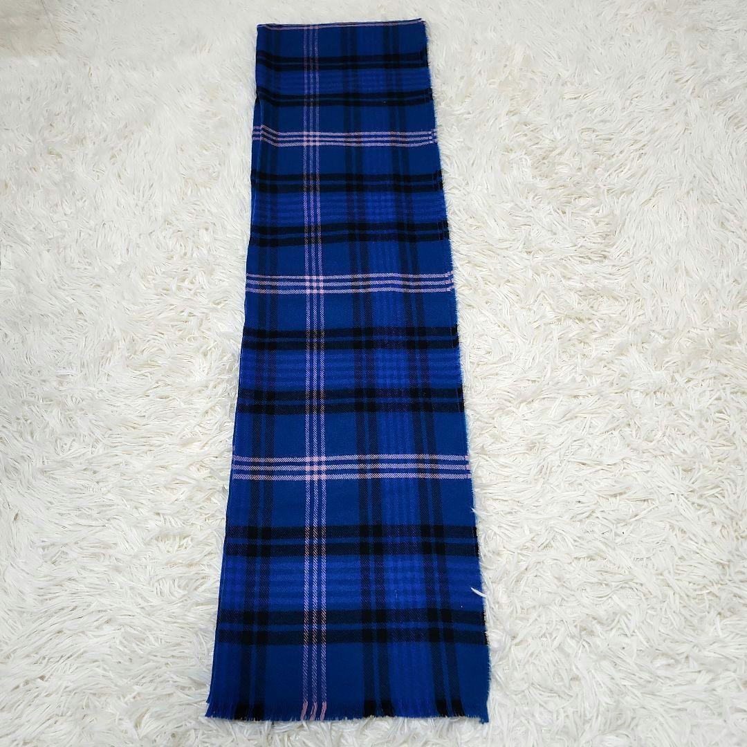 【美品】Johnstons of Elgin ウールチェックマフラー　ストール