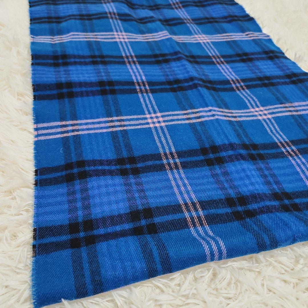 【美品】Johnstons of Elgin ウールチェックマフラー　ストール
