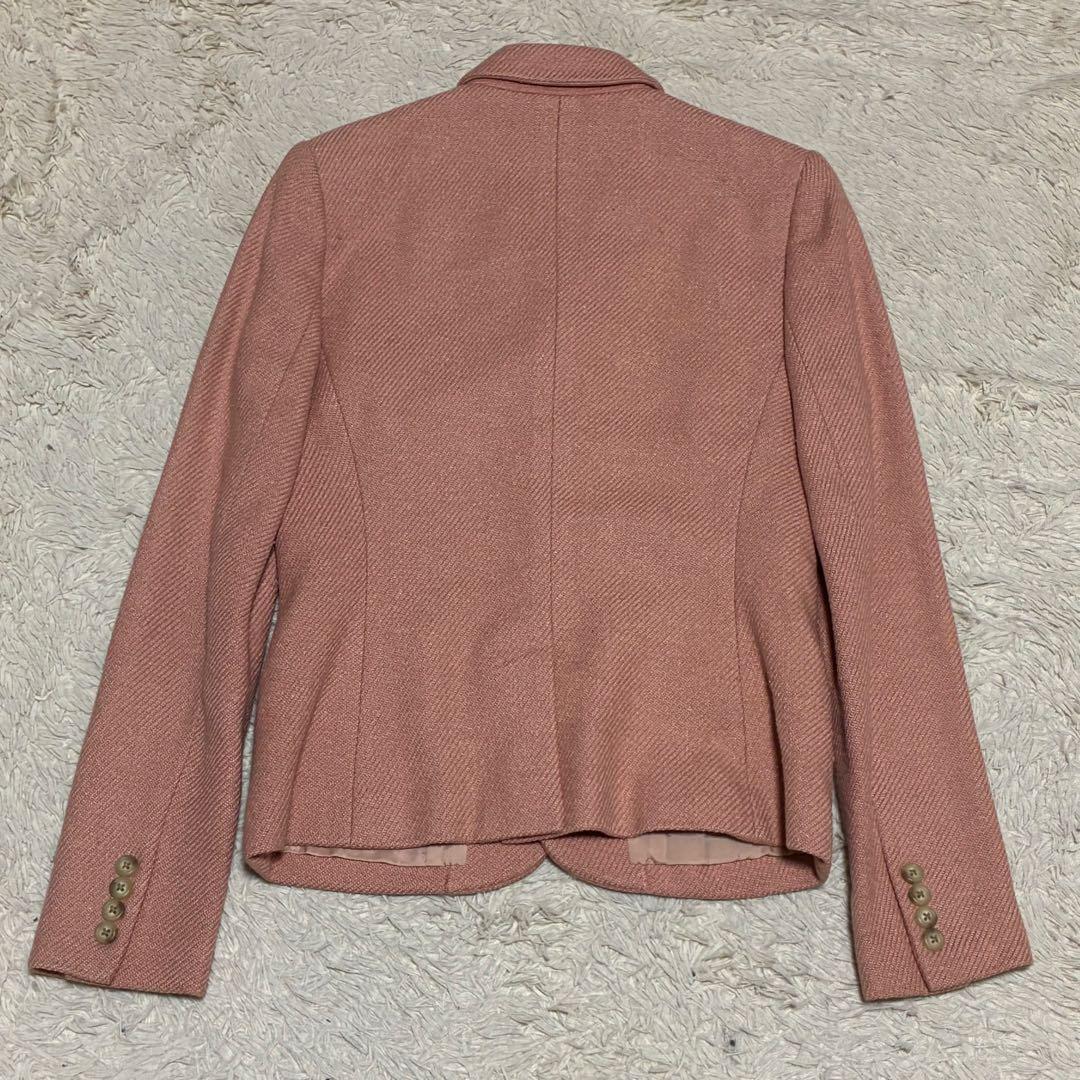 Ralph Lauren 11 L 絹 シルク ピンク ツイード ジャケット