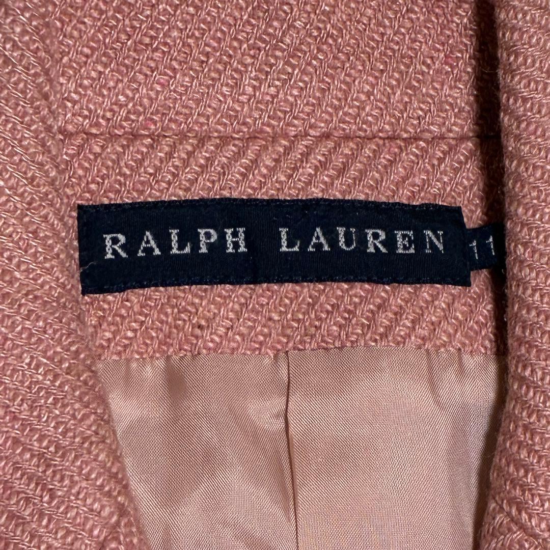 Ralph Lauren 11 L 絹 シルク ピンク ツイード ジャケット