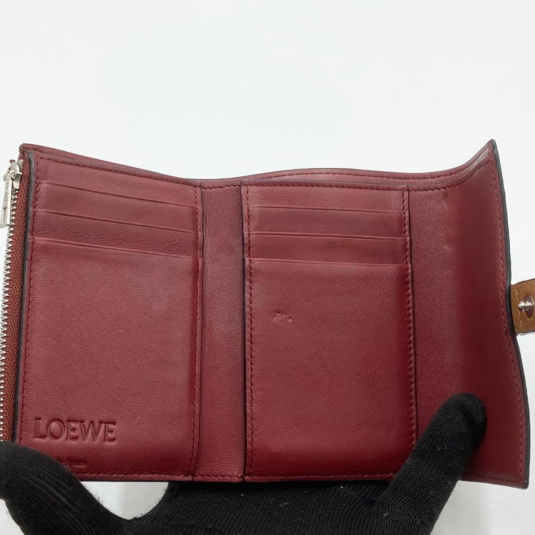 ロエベ　三つ折り財布　スモールバーティカルウォレット　アナグラム　ブラウン