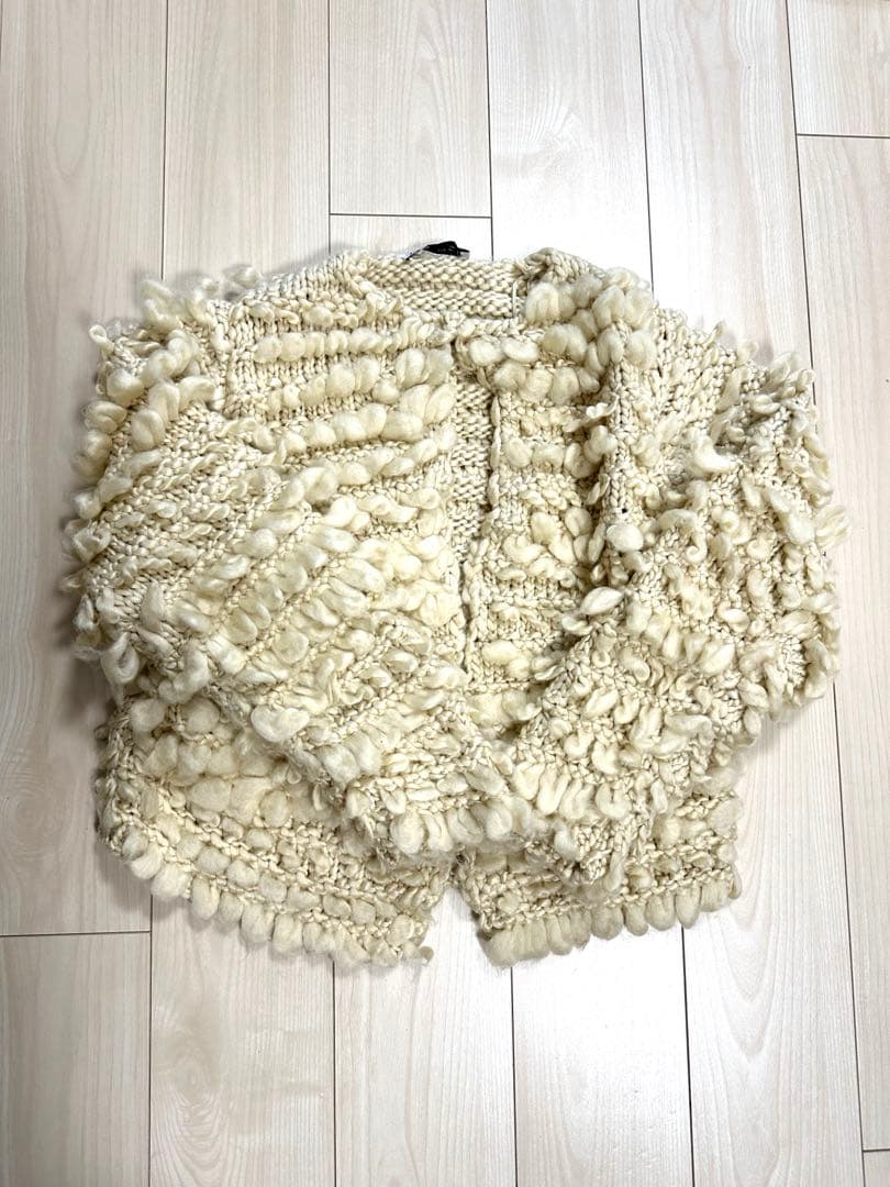 ZARA テクスチャーニットカーディガン アイボリー